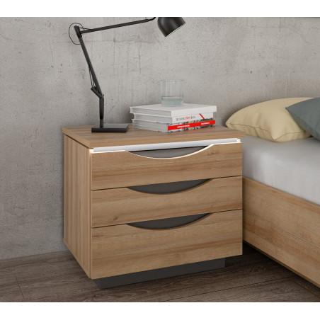 Noptiera 3 Sertare Unbound, Riviera Oak Si Uni Wolfram Grey, 61.4 Cm-01