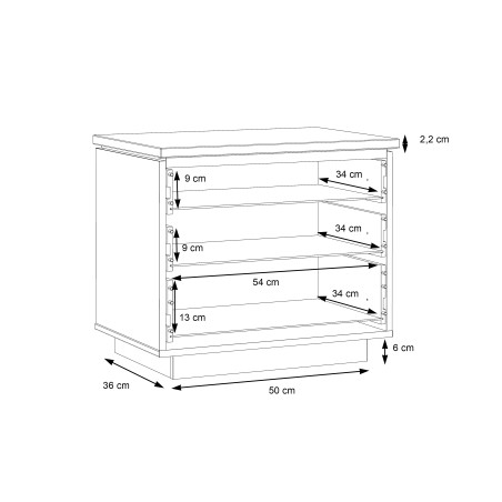 Noptiera 3 Sertare Unbound, Riviera Oak Si Uni Wolfram Grey, 61.4 Cm-01