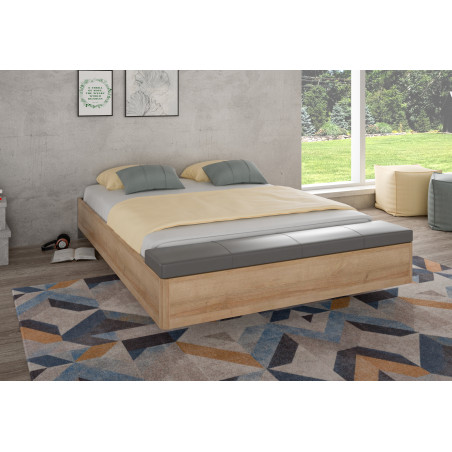 Rama Pat Unbound Cu Dimensiune Saltea 150 x 190 Cm, Somiera RabatabilaRiviera Oak Si Uni Wolfram Grey-01