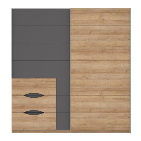 Dulap Cu Oglinda Unbound, Riviera Oak Si Uni Wolfram Grey, 200.1 Cm-01