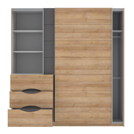 Dulap Cu Oglinda Unbound, Riviera Oak Si Uni Wolfram Grey, 200.1 Cm-01