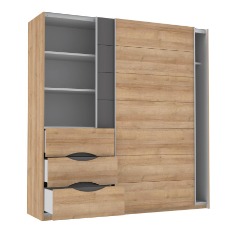 Dulap Cu Oglinda Unbound, Riviera Oak Si Uni Wolfram Grey, 200.1 Cm-01