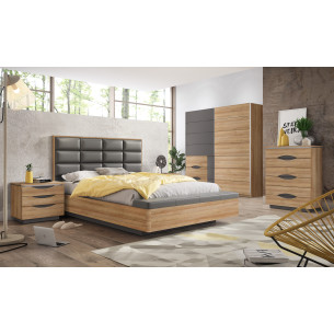Pat Unbound Cu Dimensiune Saltea 150 x 190 Cm, Capatai Inclus si Somiera RabatabilaRiviera Oak Si Uni Wolfram Grey