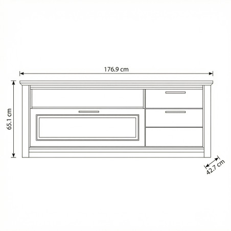 Comoda Tv Cu 3 Usi, 1 Sertar Si 1 Nisa Thuxon Graphit Matt, Vospit Gri, Furniruit Stejar, 210.4 Cm-01