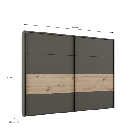 Dulap 2 Usi Culisante Tissint, Artisan Oak, 270 Cm-01