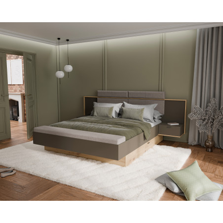 Pat Cu 2 Noptiere Tissint Dimensiunie Saltea 180 x 200 Cm, Artisan Oak-01