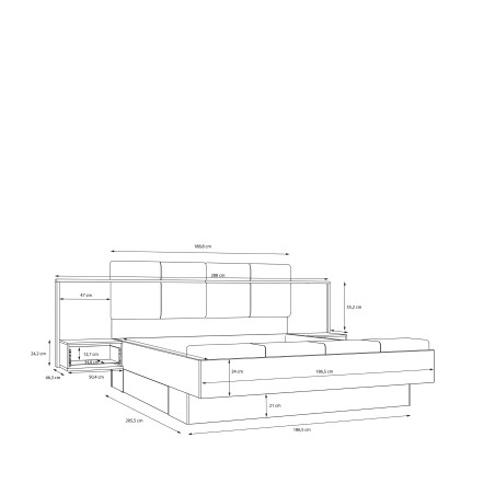 Pat Cu 2 Noptiere Tissint Dimensiunie Saltea 160 x 200 Cm, Artisan Oak-01