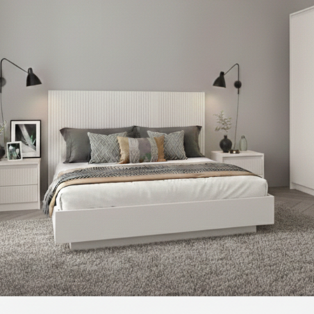 Set Dormitor Cu Comoda Mancester, Pat 160 x 200 Cm, Kashmir Si Gri Deschis-01