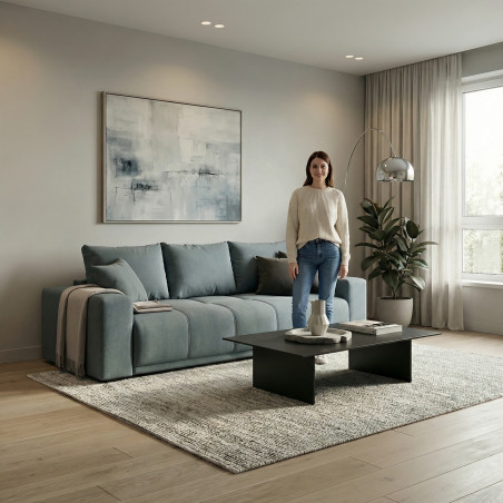 Canapea Extensibila Otis, 3 locuri, Lada Depozitare, Gri Albastrui, 240 Cm-01