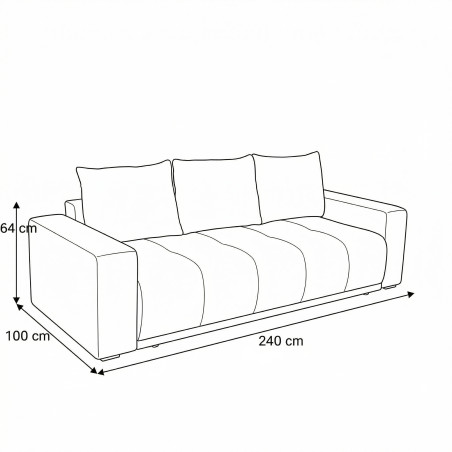 Canapea Extensibila Otis, 3 locuri, Lada Depozitare, Maro, 240 Cm-01