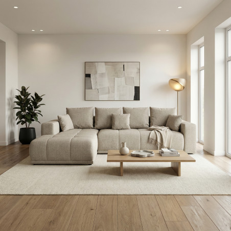 Coltar Extensibil Cu Otoman Stanga Otis, 5 Locuri, Lada Depozitare, Bej, 280 Cm-01