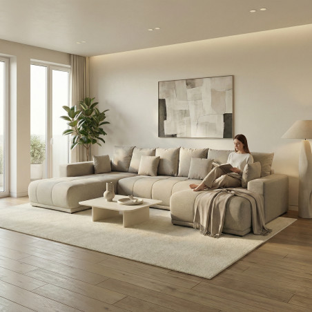 Coltar U Extensibil Otis Stanga, 6 Locuri, Lada Depozitare, Bej, 357 Cm-01