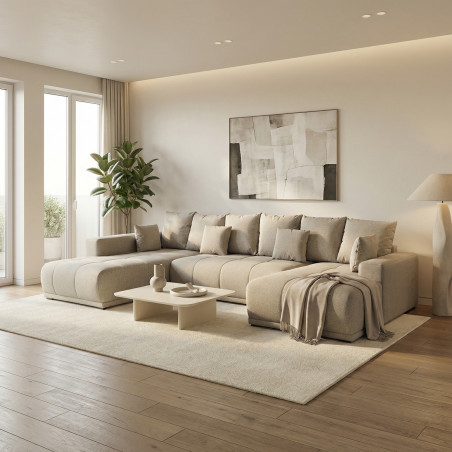 Coltar U Extensibil Otis Stanga, 6 Locuri, Lada Depozitare, Bej, 357 Cm-01