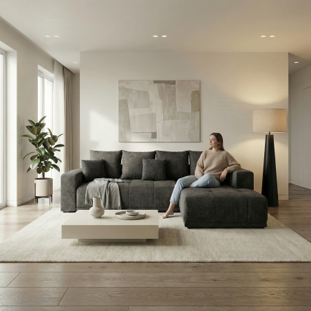 Coltar Extensibil Cu Otoman Dreapta Otis, 5 Locuri, Lada Depozitare, Gri Inchis, 280 Cm-01