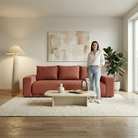 Canapea Extensibila Otis, 3 locuri, Lada Depozitare, Burgundy Deschis-01