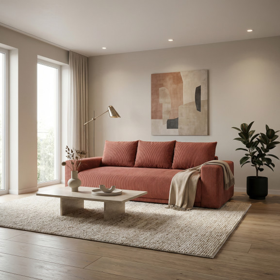 Canapea Extensibila Otis, 3 locuri, Lada Depozitare, Burgundy Deschis