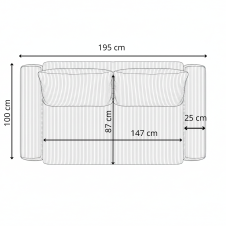 Canapea fixa Otis, 2 locuri, Maro-01