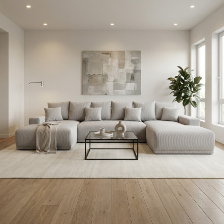 Coltar U Extensibil Otis Dreapta, 6 Locuri, Lada Depozitare, Gri deschis, 357 Cm-01