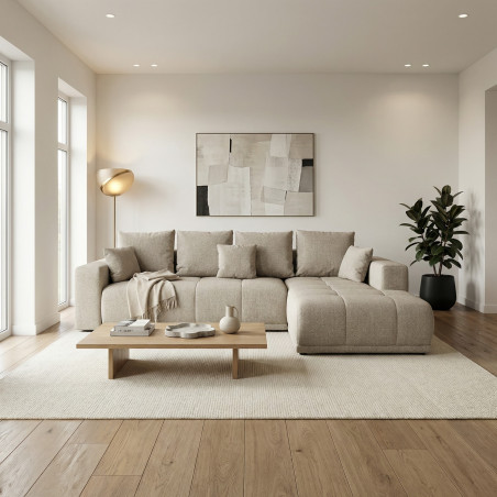 Coltar Extensibil Cu Otoman Dreapta Otis, 5 Locuri, Lada Depozitare, Bej, 280 Cm-01