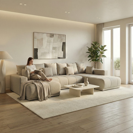 Coltar U Extensibil Otis Dreapta, 6 Locuri, Lada Depozitare, Bej, 357 Cm-01