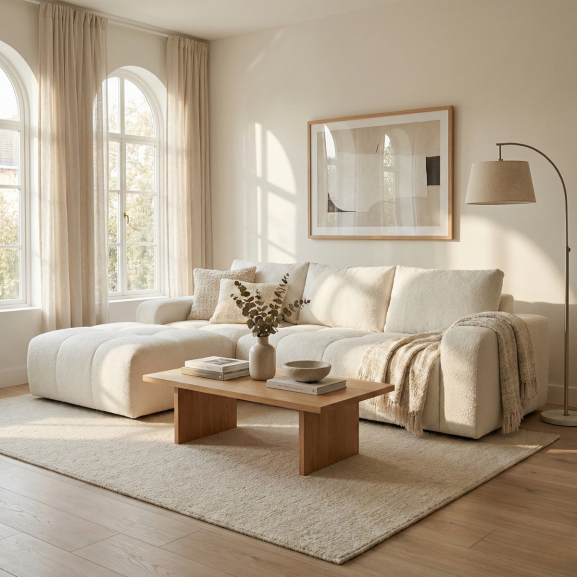 Coltar Extensibil Stanga Kyoto, Lada Depozitare, 5 Locuri, Onyx 1 Ivory, 246 Cm