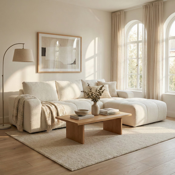 Coltar Extensibil Dreapta Kyoto, Lada Depozitare, 5 Locuri, Onyx 1 Ivory, 246 Cm