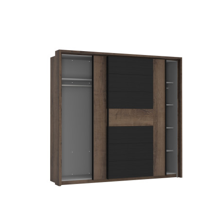 Dulap 2 Usi Culisante Rondino, Black Oak Si Mud Oak, 230.9 Cm-01