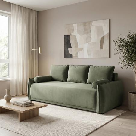 Canapea Extensibila Vida, 3 Locuri, Lada Depozitare, Verde, 225 Cm-01