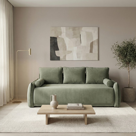 Canapea Extensibila Vida, 3 Locuri, Lada Depozitare, Verde, 225 Cm-01