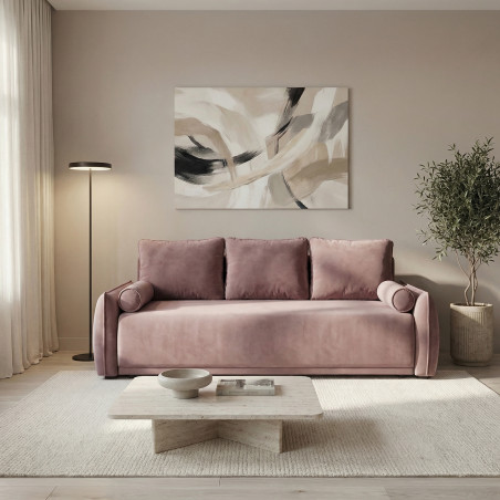 Canapea Extensibila Vida, 3 Locuri, Lada Depozitare, Roz, 225 Cm-01