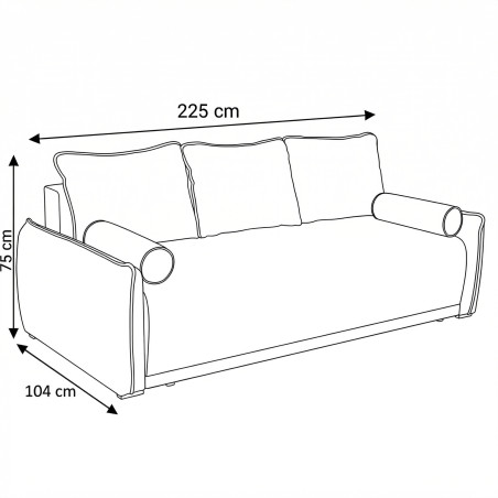 Canapea Extensibila Vida, 3 Locuri, Lada Depozitare, Maro, 225 Cm-01