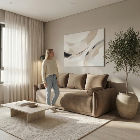 Canapea Extensibila Vida, 3 Locuri, Lada Depozitare, Maro, 225 Cm-01