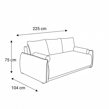 Canapea Extensibila Vida, 3 Locuri, Lada Depozitare, Bej, 225 Cm-01