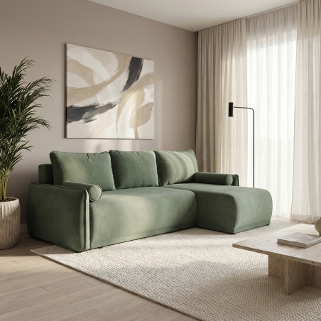 Coltar Extensibil Vida Interschimbabil Stanga/Dreapta, 5 Locuri, Lada Depozitare, Verde, 256 Cm-01