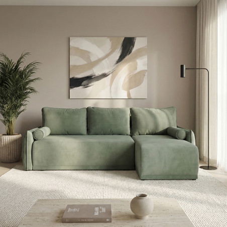 Coltar Extensibil Vida Interschimbabil Stanga/Dreapta, 5 Locuri, Lada Depozitare, Verde, 256 Cm-01