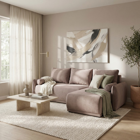 Coltar Extensibil Vida Interschimbabil Stanga/Dreapta, 5 Locuri, Lada Depozitare, Roz, 256 Cm-01