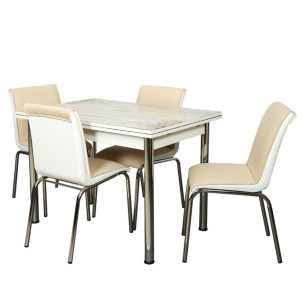 Set Masa Extensibila cu 4 Scaune Tanya, Multicolor, 110/170 x 70 cm.