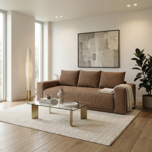 Canapea Extensibila Otis, 3 locuri, Lada Depozitare, Maro, 240 Cm