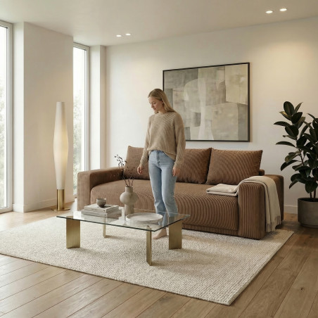 Canapea Extensibila Otis, 3 locuri, Lada Depozitare, Maro, 240 Cm-01