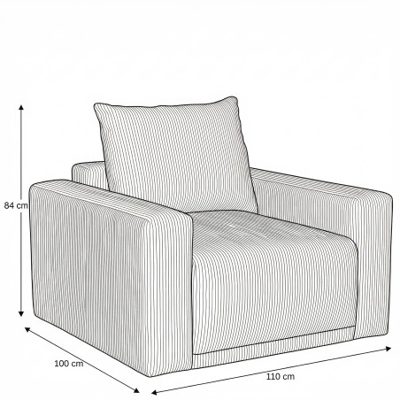 Fotoliu fix Otis, Gri deschis, 110 Cm-01