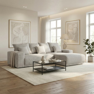 Coltar Extensibil Cu Otoman Dreapta Otis, 5 Locuri, Lada Depozitare, Gri deschis, 280 Cm