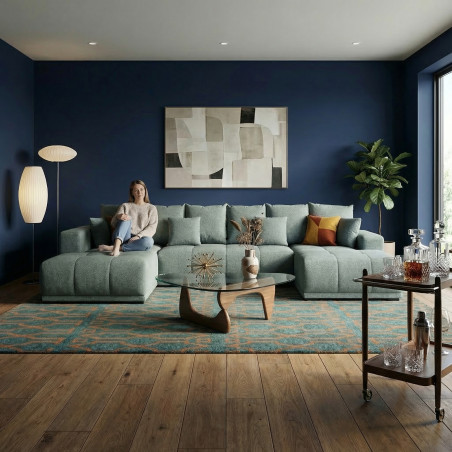 Coltar U Extensibil Otis Stanga, 6 Locuri, Lada Depozitare, Gri Albastrui, 357 Cm-01