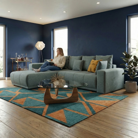 Coltar Extensibil Cu Otoman Stanga Otis, 5 Locuri, Lada Depozitare, Gri Albastrui, 280 Cm-01