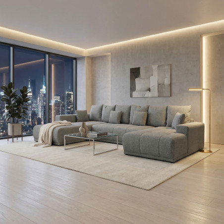 Coltar U Extensibil Otis Stanga, 6 Locuri, Lada Depozitare, Gri, 357 Cm-01