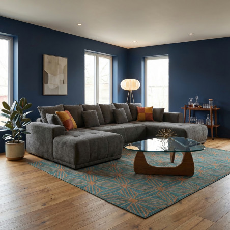 Coltar U Extensibil Otis Stanga, 6 Locuri, Lada Depozitare, Gri Inchis, 357 Cm-01