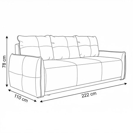 Canapea Extensibila Jojo, Lada Depozitare, Gusto 61, 222 Cm-01
