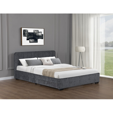 Pat Tapitat Bird Box, Dimensiune Saltea 140 x 200 Cm, Cu Sertare, Somiera Inclusa-01