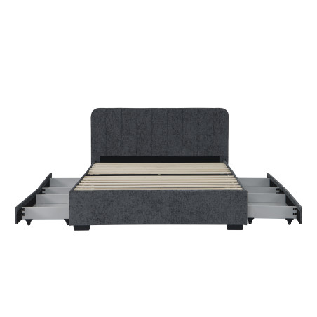 Pat Tapitat Bird Box, Dimensiune Saltea 140 x 200 Cm, Cu Sertare, Somiera Inclusa-01