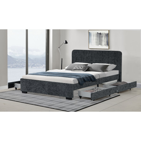 Pat Tapitat Bird Box, Dimensiune Saltea 140 x 200 Cm, Cu Sertare, Somiera Inclusa-01