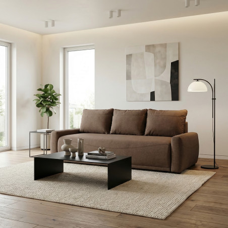 Canapea Extensibila Lea, 3 Locuri, Lada Depozitare, Maro, 225 Cm-01